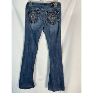 Vintage Cello Women Y2K Jeans Size 3 Goth 00s Grunge Flared Fleur De Lis Studded